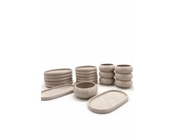 Cosycorner Bavary Chubby Serviesset 21-Delig - Porselein - Taupe - 6-Persoons - Vaatwasser & Magnetronbestendig - Tweekleurig - Gekleurd Serviesset