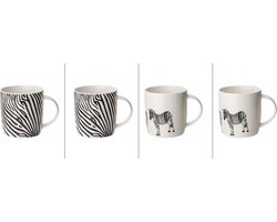 Cosy&Trendy beker/tas/mok met oor - ANIMAL LEOPARD - set van 4 stuks