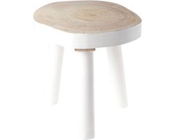 cosy&trendy bijzettafel rond hout wit . 27x33x26cm