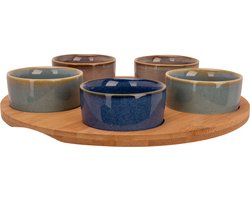 Cosy&Trendy Serveerplank - Ø25x1cm - Bamboe + 5 Bowls