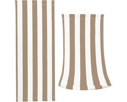 Cotton Beach Chair Replacement Tarpaulin - Lichtbruin en Wit Gestreept - Sun Lounger Fabric - Vervangende Stof voor Zonnebaden Tuin Yard Strand 113 x 42.5 cm