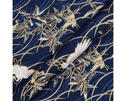 Cotton fabrics with Japanese tap print - midnight blue - Japanese style - quilting fabric - bronzing design - voor het naaien van kleding - tassen - tafelkleden - sofa kussens - DIY ambachten