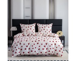 Cotton Market - Dekbedovertrek Set Harten - Multicolor - 140x200 cm - Microvezel/Katoenmix & Ritssluiting