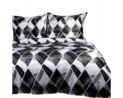 Cottonlove Katoenen Dekbedovertrek Set 160x200 - Zwart Wit Geometrisch