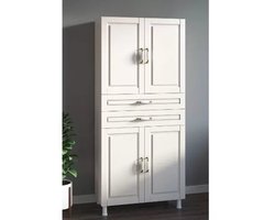 Country Garderobekast – 4 Deuren & 2 Lades – Wit – 180x70x33 cm