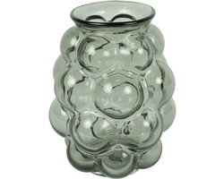 Countryfield Bloemenvaas Bubblegum Medium - transparant glas - lichtgrijs - 16 x 21 cm - handgemaakte vaas