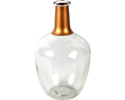 Countryfield Bloemenvaas Firm Big Bottle - helder transparant/koper - glas - 15 x 25 cm