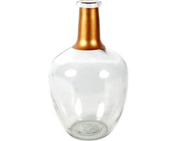 Countryfield Bloemenvaas Firm Big Bottle - helder transparant/koper - glas - 18 x 30 cm