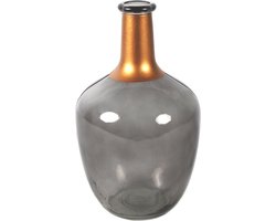 Countryfield Bloemenvaas Firm Big Bottle - transparant grijs/koper - glas - 15 x 25 cm