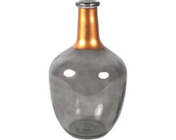 Countryfield Bloemenvaas Firm Big Bottle - transparant grijs/koper - glas - 18 x 30 cm