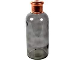 Countryfield Bloemenvaas Firm Bottle - transparant grijs/koper - glas - 11 x 27 cm