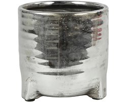 Countryfield bloempot zilverkleur speelgoed decoratie 18 cm.