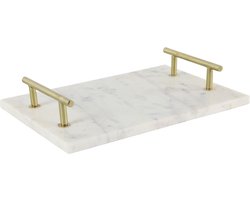 Countryfield Dienblad met gouden handvaten - Decoratieve dienbladen - Schalen en presenteerbladen - Kaarsenplateau - Dienbladen rechthoek - Drank & baraccessoires - 20 x 30 cm - Marmer