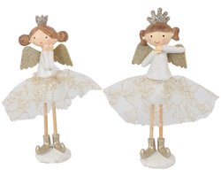 Countryfield Engel decoratie wit 4xH14,5cm - Sfeervolle woonaccessoire.