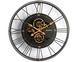 Countryfield - Klok rond Renske S - 61cm - Zwart met goud