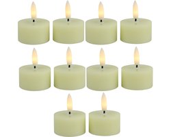 Countryfield LED theelichtjes/waxinelichtjes - 10x st - creme wit - D4 x H5,2 cm - met timer