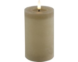 Countryfield Lyon LED kaars/stompkaars - beige - D7,5 x H12,5 cm - timer