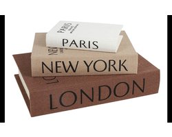 Countryfield Opbergboxen Book Set van 3 – New York, Paris en Londen – Veelkeurige Decoratieve Opbergdozen – Boekvorm