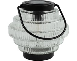 Countryfield Tuin lantaarn Jardin - solar - transparant/zwart - D16 x H16 cm - metaal/glas - buitenverlichting