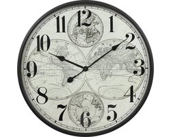 Countryfield Wandklok World metaal L6B60H60CM wit/zwart