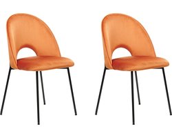 COVELO - Eetkamerstoel set van 2 - Oranje - Fluweel