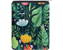 Cover met rits en bloemenprint voor boeken - Wasbare stoffen hoes met voorzak - Boekbeschermer in Tussock design
