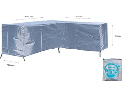 COVER UP HOC Diamond hoes Hoek vorm Loungeset- 255x255x100x70-Loungeset beschermhoes waterdicht met stormbanden en trekkoord - Zilvergrijze hoes loungeset L vorm