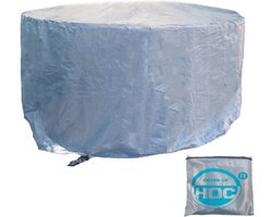 COVER UP HOC - Diamond hoes ronde tuintafel- 180x80 cm (diameter x hoogte) - tuinset beschermhoes waterdicht met Stormbanden, Trekkoord en Afwaterings HOCCIE - Zilvergrijze hoes tuintafel rond
