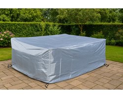 COVER UP HOC - Diamond hoes tuinmeubelen - 200x160x70 cm - tuinset beschermhoes waterdicht met Stormbanden, Trekkoord en Afwaterings HOCCIE - Zilvergrijze hoes tuinmeubel - Loungesethoes - Tuinmeubelhoes - Tuinsethoes
