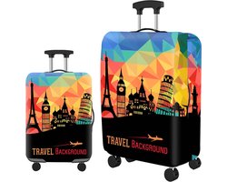Coverlovers Kofferhoes - Kofferhoes - Koffer Beschermhoes - Elastisch - Travel Bacground - Large - L