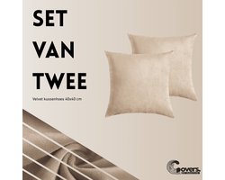 Covers By Ralfos - Set van 2 | Kussenhoes 40x40cm | Warm Taupe Velvet | Kerstsfeer | Luxe Sierkussenhoes | Kerst | Zonder Vulling