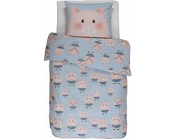 Covers & Co Piggy Dekbedovertrek - Eenpersoons - 140x200/220 cm - Blue