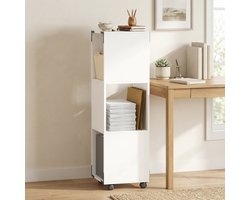 COVREO Archiefkast 33,5 x 33,5 x 111 cm wit, open vakken op wielen