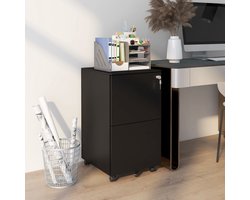 COVREO Archiefkast 37x43,5x67,5 cm zwart, van staal met 2 lades