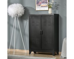 COVREO Archiefkast 75 x 33 x 110 cm zwart metaal, verstelbare planken