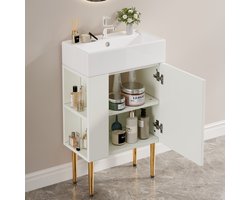 COVREO Badkamermeubel 55x31x91,5 cm wit MDF, met keramische wastafel