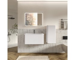 COVREO Badkamermeubel set 81 cm wit, met LED spiegel en opbergruimte