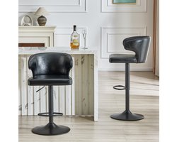 COVREO Barkruk set van 2 49,7 cm zwart kunstleer met rugleuning, voetsteun en verstelbare hoogte