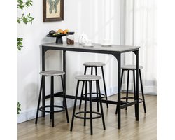COVREO Bartafel set 110 x 50 x 89,5 cm grijs, metaal voor 4 personen