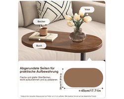 COVREO Bijzettafel 63x30x45 cm bruin zwart hout, voor sofa en bed