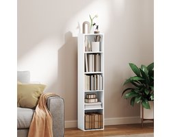 COVREO Boekenkast 30 x 24 x 133,5 cm wit, van spaanplaat met 5 vakken