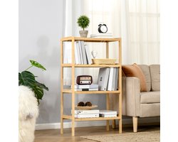 COVREO Boekenkast 62 x 33 x 112 cm naturel bamboe, 4 lagen open kast