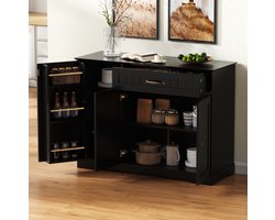 COVREO Buffetkast 107 x 40 x 83,4 cm - zwart MDF, 3 deuren, 1 lade, verstelbare planken