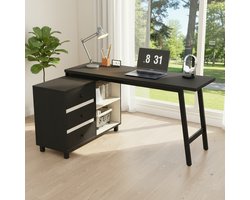 COVREO Bureau 150x100x76 cm zwart, MDF en metaal met 3 laden