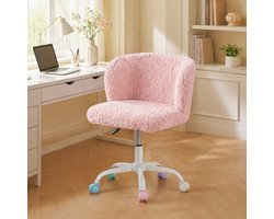 COVREO Bureaustoel 57 x 54,5 x 71,5-81 cm - roze stof, draaibaar, verstelbaar in hoogte