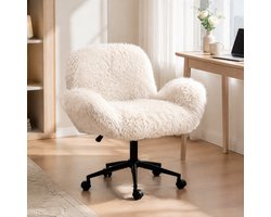 COVREO Bureaustoel 60 x 50 x 92,2 cm beige, stof, draaibaar met wielen