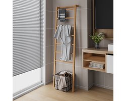 COVREO Decoratieve ladder 50 x 22,9 x 172,7 cm - bamboe, naturel, 7 sporten, leunend ontwerp