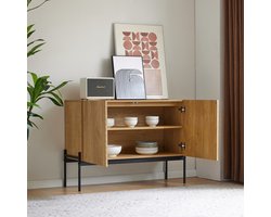 COVREO Dressoir 100 x 40 x 75 cm - 2 deuren, verstelbare plank, naturel