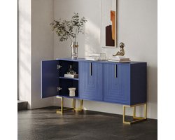 COVREO Dressoir 138 x 40 x 80,5 cm - 3-deurs, verstelbare planken, navy blue