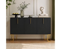 COVREO dressoir 138 x 40 x 80,5 cm - 3-deurs, verstelbare planken, zwart